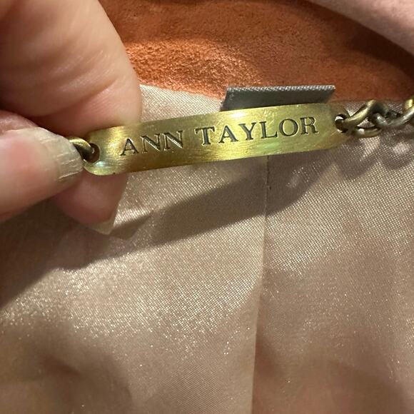 Vintage Y2K Anne Taylor Peach Orange Genuine Suede Fitted Jacket Large - Picture 11 of 13